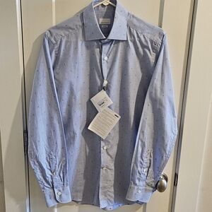 NWT Mastai Ferretti Button-Down Dress Shirt - Blue Check-Plaid - Size Medium